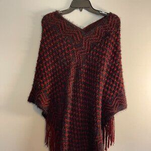 Ladies Red/Black Poncho
